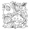 Hand-Drawn Mushroom Illustration – Cute Nature Vector & Coloring Page